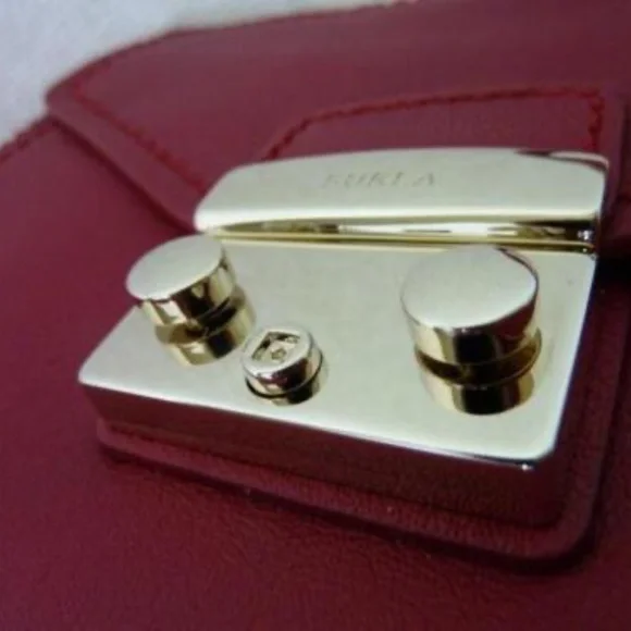 Furla Cabernet Red Leather Bonnie Convertible Clutch/Shoulder Bag/Crossbody Bag